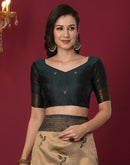 Beige Silk Blend Woven Saree