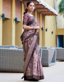 Mauve Silk Blend Printed Saree