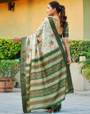 Green Silk Blend Printed Saree