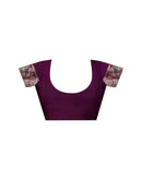 Wine Silk Blend Woven Banarasi  Saree