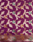 Wine Silk Weaving Banarasi Saree