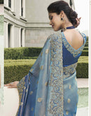 Blue Silk Embroidery Embellished Saree