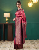 Red Silk Woven Banarasi Saree
