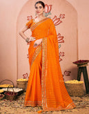 Turmeric Yellow Chiffon Sequence  Bandhani Saree