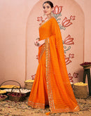 Turmeric Yellow Chiffon Sequence  Bandhani Saree