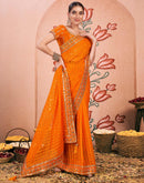Turmeric Yellow Chiffon Sequence  Bandhani Saree
