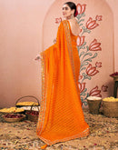 Turmeric Yellow Chiffon Sequence  Bandhani Saree