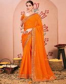 Turmeric Yellow Chiffon Sequence  Bandhani Saree