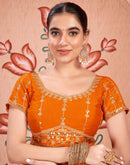 Turmeric Yellow Chiffon Sequence  Bandhani Saree