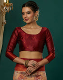 Beige Silk Woven Saree