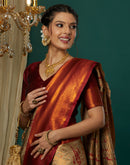 Beige Silk Blend Woven Saree