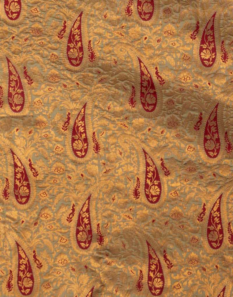 Beige Silk Blend Woven Saree