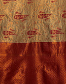 Beige Silk Woven Banarasi Saree