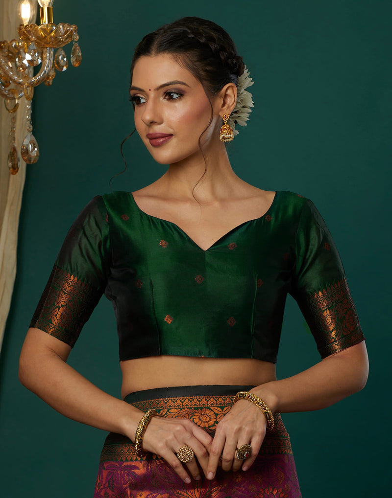 Wine Silk Blend Woven Saree