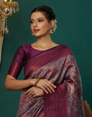 Lavender Silk Woven Banarasi Saree