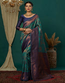 Turquoise Silk Woven Banarasi Saree