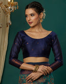 Turquoise Silk Woven Banarasi Saree