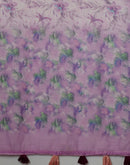Lavender Cotton Blend Printed Saree
