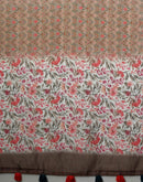 Beige Cotton Blend Printed Saree