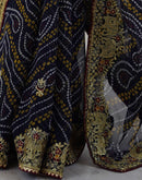 Black Georgette Lace Bandhani Saree