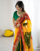 Yellow Georgette Printed Bandhani Saree