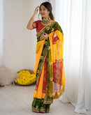 Yellow Georgette Printed Bandhani Saree