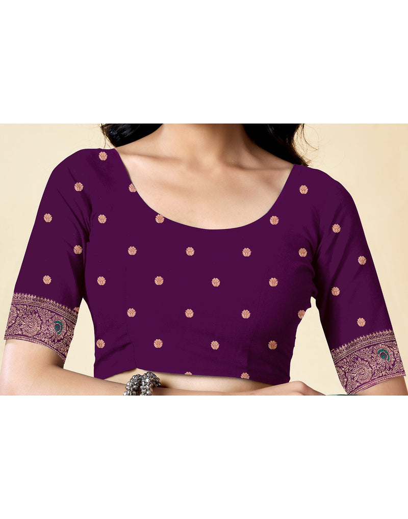 Wine Silk Woven Banarasi Saree