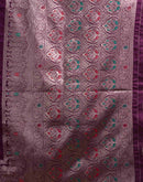 Wine Silk Woven Banarasi Saree