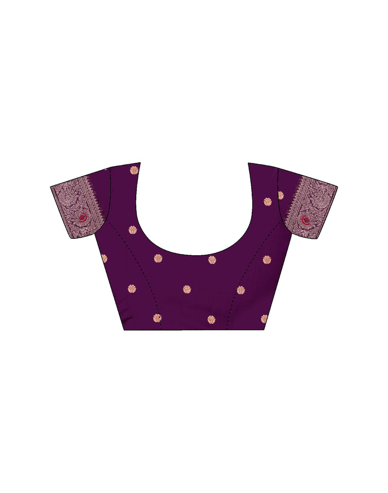 Wine Silk Woven Banarasi Saree