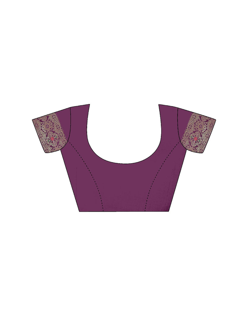 Wine Silk Woven Banarasi Saree