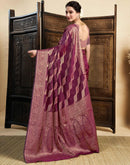 Wine Silk Woven Saree