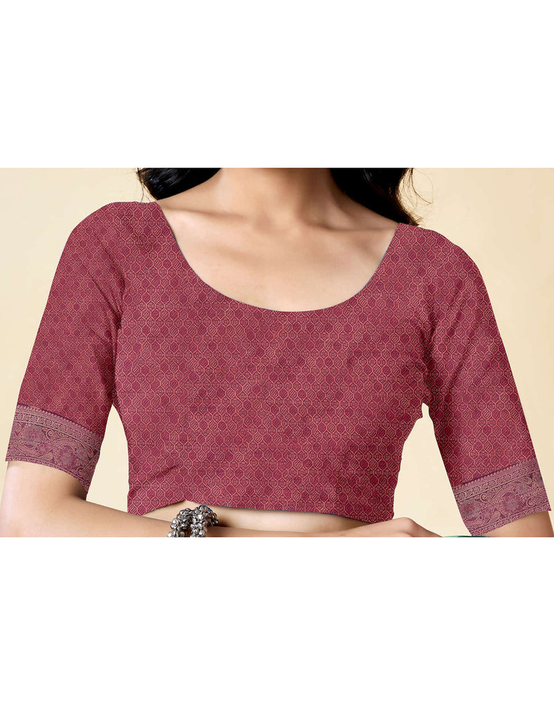 Wine Silk Woven Saree