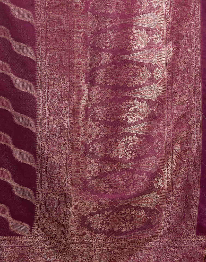 Wine Silk Woven Saree