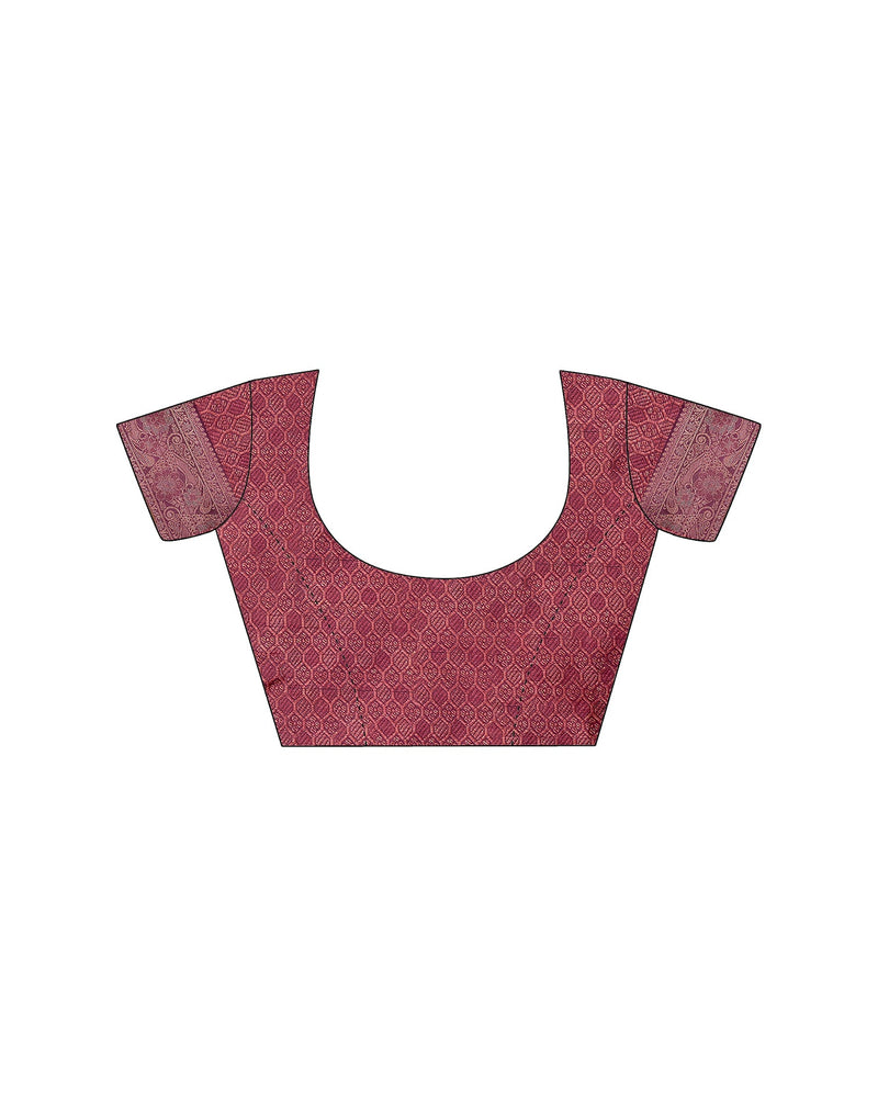 Wine Silk Woven Saree