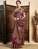 Wine Silk Woven Saree