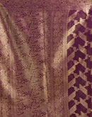 Wine Silk Woven Saree