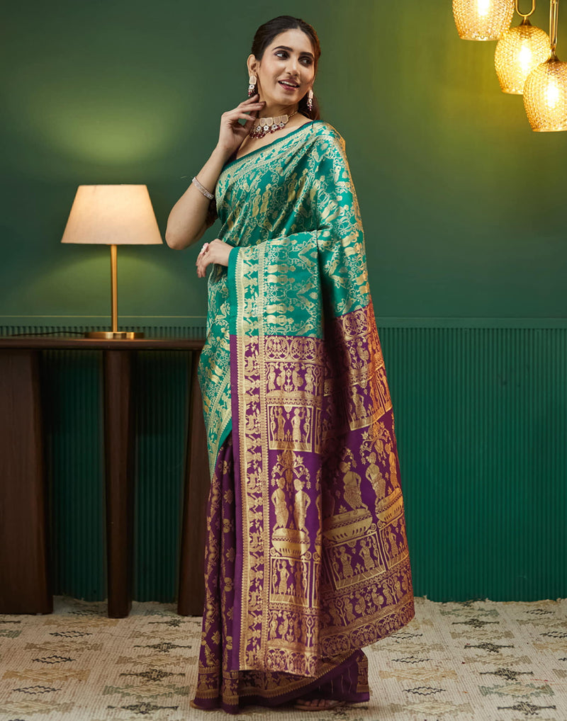 Wine Silk Woven Banarasi Saree