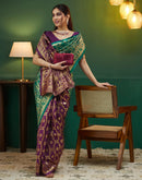 Wine Silk Woven Banarasi Saree