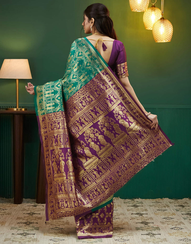 Wine Silk Woven Banarasi Saree