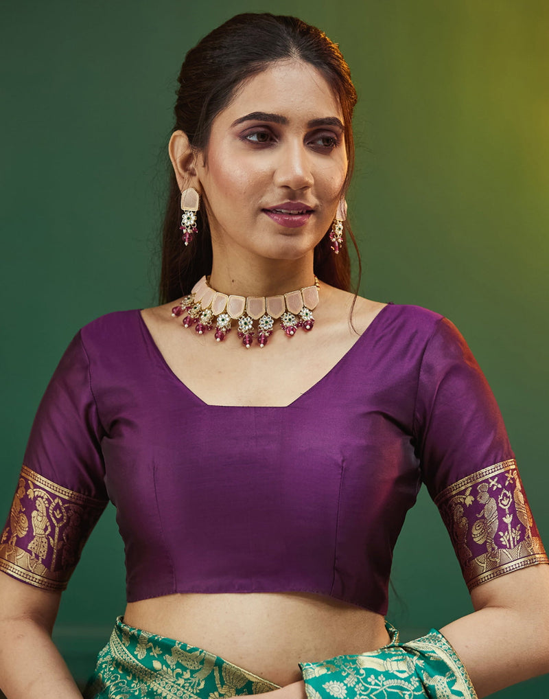 Wine Silk Woven Banarasi Saree