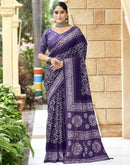 Purple Pure Cotton Printed Saree