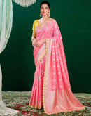 Baby Pink Silk Woven Banarasi Saree