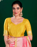 Baby Pink Silk Woven Banarasi Saree