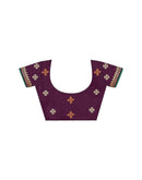 Wine Vichitra Silk Embroidery Saree