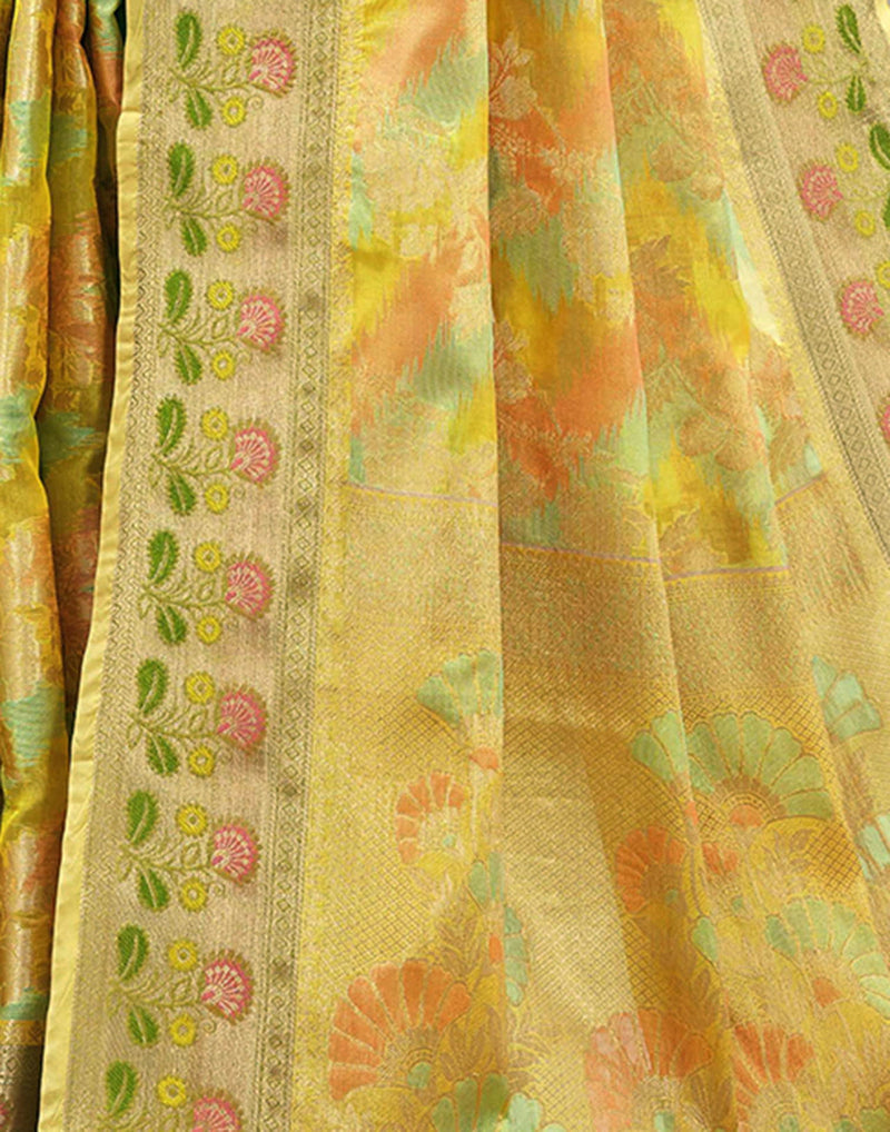 Yellow Silk Woven Banarasi Saree