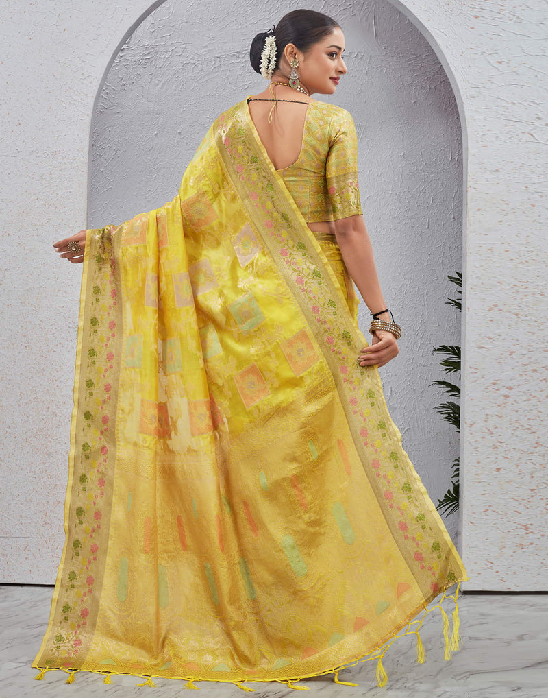 Yellow Silk Woven Banarasi Saree