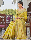 Yellow Silk Woven Banarasi Saree