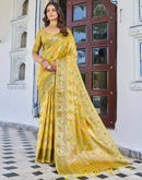 Yellow Silk Woven Banarasi Saree