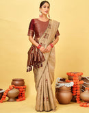 Beige Silk Woven Patola Saree