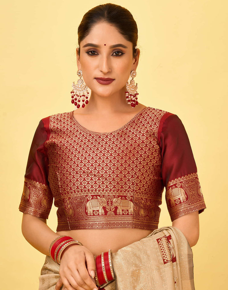 Beige Silk Woven Patola Saree